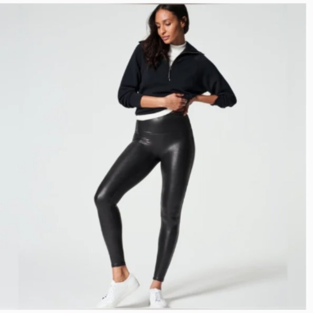Spanx Faux Leather Leggings | Black | Size Medium | High‎ Rise